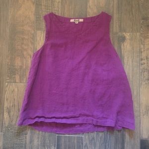 Flax 100% linen deep purple sleeveless tank